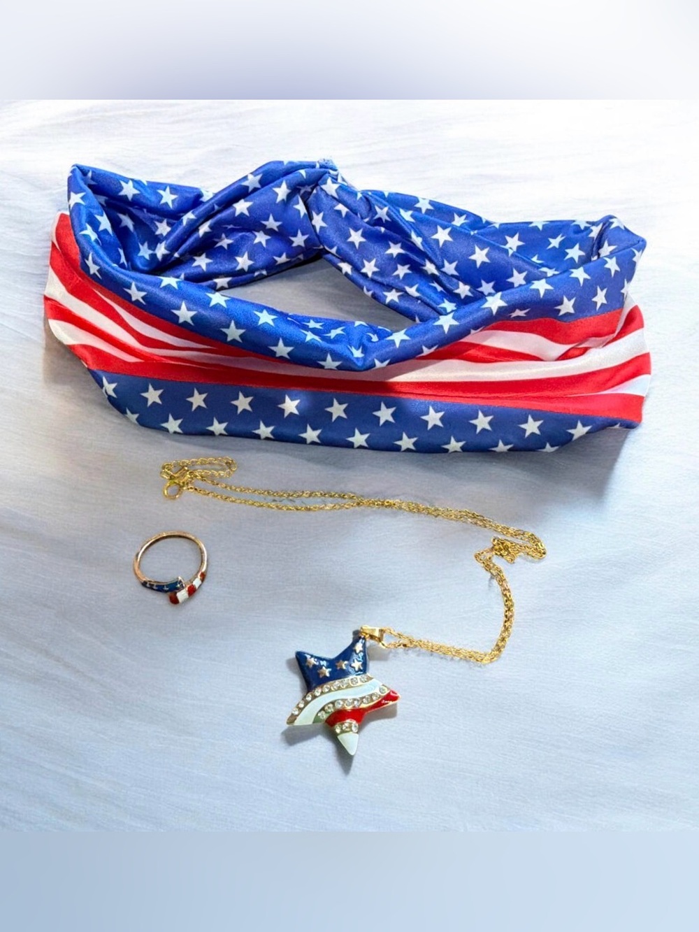 3pc Patriotic Accessory Set - Headband, Star Necklace & Ring NWOT